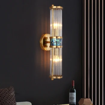 Modern lüks altın kristal duvar lambası LED basit kabuk ışık oturma odası yatak odası arka plan başucu merdiven koridor