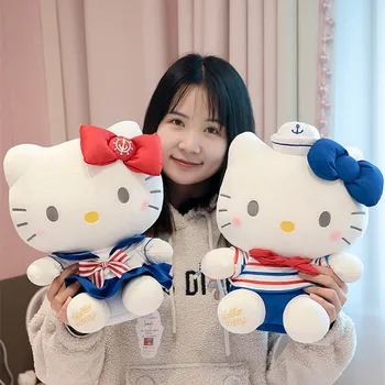 Hello Kitty 25-40cm peluş oyuncak Sevimli Kt Kedi Donanma Üniforma Bebek Yumuşak Doldurulmuş Bebek Yastık Süsleme çocuk Doğum Günü Hediyeleri Kız İçin