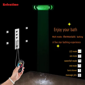 Gizli Termostatik Duş Seti Paneli Banyo Mikser Musluk Banyo Musluk Memesi Kızdırma Tavan Duş Başlığı Yağmur Sis masaj jetleri