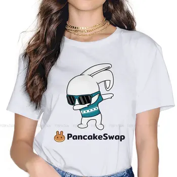 PancakeSwap Dabbing Dans Kadın Tişörtleri Cryptocurrency Madenci Gotik Vintage Kadın Giyim Büyük Pamuk Grafik Kısa Kollu