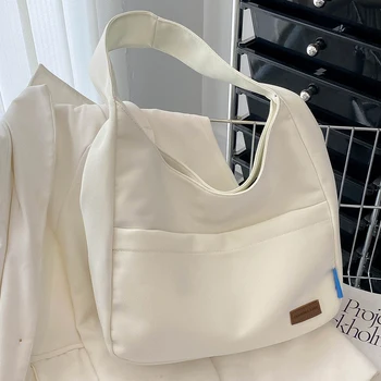 2022 Düz Renk kadın Yüksek Kaliteli Tuval alışveriş çantası Büyük Kapasiteli omuz çantaları Büyük Kapasiteli Çanta Trend Kadın Tote