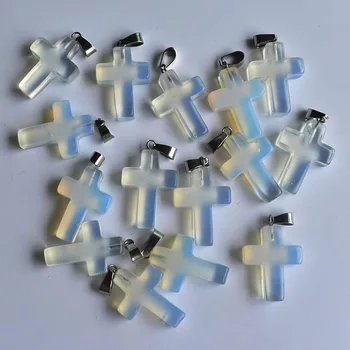 2020 moda yüksek kaliteli opal taş çapraz Charms kolye Kolye takı yapımı için 50 adet / grup Toptan ücretsiz kargo