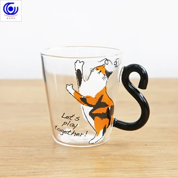 Japon yaratıcı sevimli karikatür kedi süper sevimli cam bardak kız ev su bardağı kahvaltı süt kahve fincanı