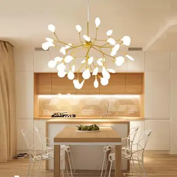 Modern firefly LED Avize ışığı şık ağaç dalı avize lamba dekoratif firefly tavan chandelies asılı Aydınlatma