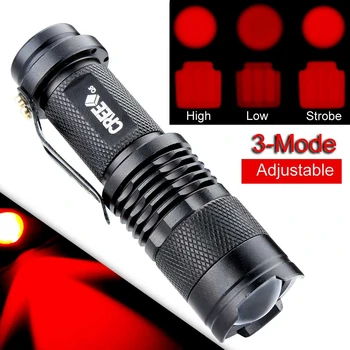 1 Adet Taşınabilir 7 W Mini zumlanabilir kırmızı ışık LED el feneri dokunmatik 300 lümen 3 modu AA 14500 pil el feneri taktik avcılık Lint