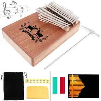 17 Anahtar Kalimba Ses Deliği Tek Kartlı Maun Başparmak Piyano Mbira Doğal Mini Klavye Enstrüman Aksesuarları noel hediyesi