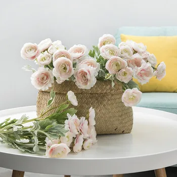 2021 güzel Yapay İngiltere Ranunculus Asiaticus gül Çiçek ipek flores ev masa dekorasyon için 3 kafaları sahte çiçek