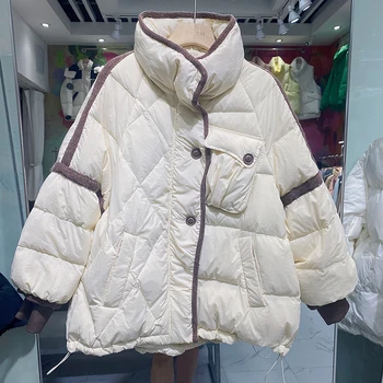 2022 kore Su Geçirmez Kış Beyaz Ördek uzun kaban Kısa balon ceket Kadın Standı Yaka Tüy Parkas Kadın Sıcak Palto