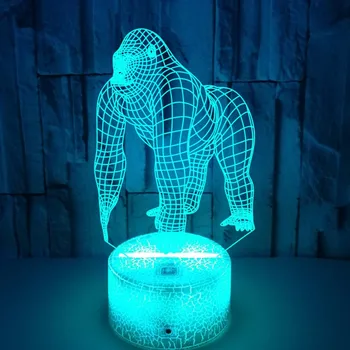 Çocuk Gece Lambası Gorilla 3D Illusion Lamba Led Renkli USB Pil Çift Kullanımlı Gece Lambası Hediyeler Çocuk Odası Ev Dekor
