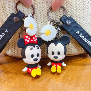 Disney Mickey Minnie Anahtarlık Karikatür Hayvan Oturan Bebek Erkek Bebek Kız Anahtarlık Kadınlar Güzel Çanta Anahtarlık Canavar Aksesuarları