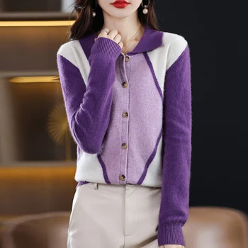 Sonbahar ve kış yeni kadın hırka %100 % yün ve kaşmir ceket kadın kısa Kore moda kadın kazak taban
