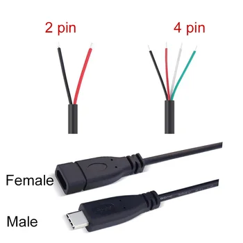 1 adet / 5 adet 25cm USB 2.0 Tip-C Güç Kaynağı Uzatma Kablosu Kablosu Şarj Bağlayıcı Erkek Dişi Fiş 2-pin 4-pin Veri hattı
