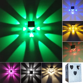 3W LED duvar aplik ışık fikstür çok renkli küp kutusu lamba disko yatak odası Bar KTV gümüş kabuk