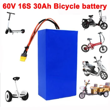 60V 16S8P 30Ah 18650 lityum pil paketi 750W 1000W 1800W denge aracı Elektrikli Bisiklet Scooter üç tekerlekli bisiklet piller ile 30A BMS