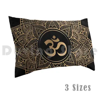 Altın Mandala Yastık Kılıfı Baskılı 35x50 Altın Altın Mandala Om Yoga Aum Ohm Kına