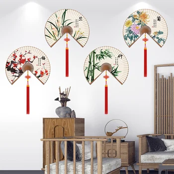 Çin Hayranları duvar çıkartmaları DIY Çiçekler Bambular Duvar Çıkartmaları Oturma Odası Yatak Odası Anaokulu Ev Dekorasyon Aksesuarları