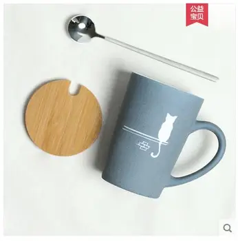 Kedi kupa bardak sevimli yavru porselen kupa kahve kupa kısa minimalizm tasarım