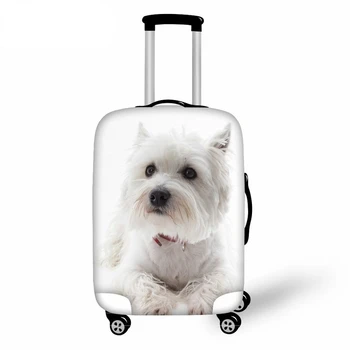 West Highland Terrier Baskı Seyahat Bagaj Kapağı Kadın Erkek Koruyucu Bavul Toz Geçirmez tekerlekli çanta Kapak