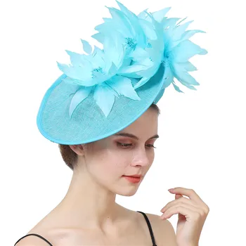 Gelin Düğün Fascinator Şapka Büyük Çiçek Evli Şapkalar Kafa Bandı Ve saç tokası Kadınlar Zarif Yarış Düğün Chapeau Kap