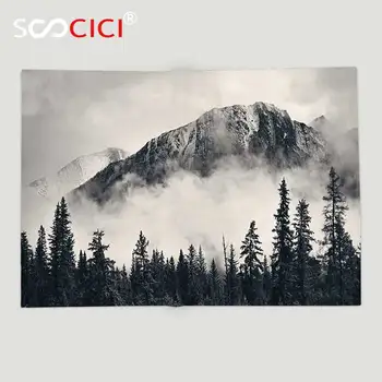 Özel Yumuşak Polar Siyah ve Beyaz Milli Parklar Kanada Smokey Mountain Cliff Açık Pastoral Fotoğraf Sanatı Battaniye Atmak 