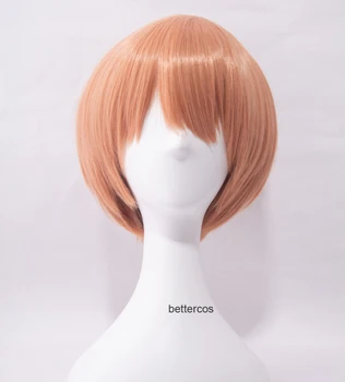 Aşk canlı Rin Hoshizora Cosplay peruk kısa pembe turuncu ısıya dayanıklı sentetik saç peruk + peruk kap