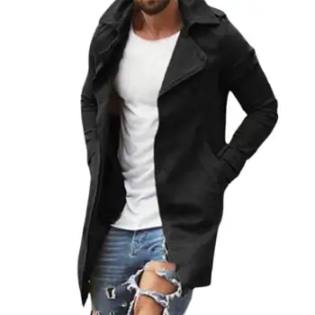 Erkek Ceket Rüzgarlık Hırka İnce Düz Renk Trençkot Uzun Kollu Sıcak Ceket Kış manteau homme roupas masculinas