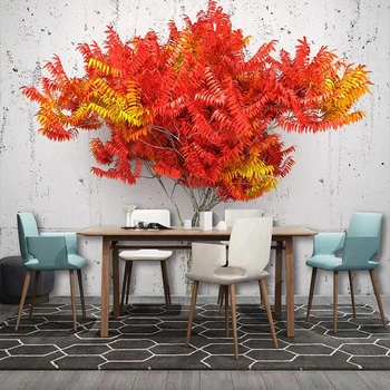 Özel 3D Fotoğraf Duvar Kağıdı Duvar Kırmızı Bitki Ağacı Bırakın duvar resmi Oturma Odası Yatak Odası TV arka plan Ev dekor boyama duvar kağıdı