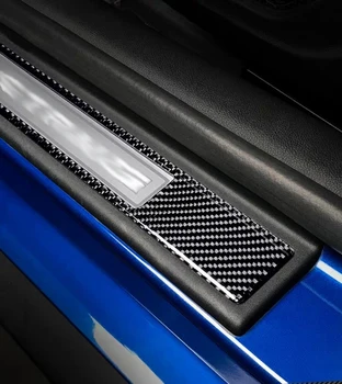 Karbon fiber İç kapı eşiği tıkama plakası Sticker Kapak Ford Mustang 2015-2019 İçin