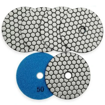 6 Adet 4 İnç / 100mm Kum 50 Elmas Kuru Parlatma Pedi Granit Mermer Esnek Reçine Zımpara Diski Seramik Taş Parlatıcı Disk Yeniden