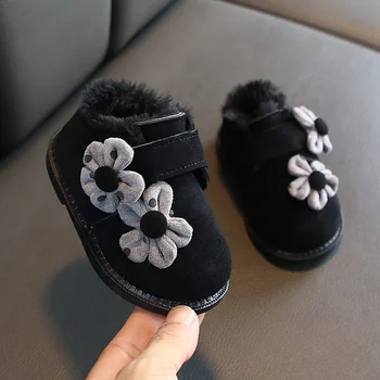 2020 Kış Yeni çocuk Bebek Ayakkabıları Sevimli Çiçekler Sıcak Kızlar pamuklu ayakkabılar Yürümeye Başlayan Çocuk Botları sıcak ayakkabı Kar Botları Boyutu 17-21 Güzel