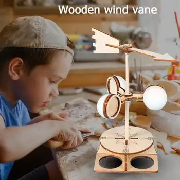 Öğrenciler DIY Rüzgar Gülü model seti Ahşap Çocuk Çocuk Bilim Yön Hız Deney Teknolojisi Okul Eğitici Oyuncaklar