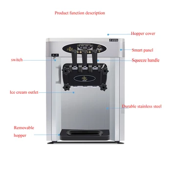 Ticari Yumuşak Dondurma Makinesi Fiyat İle lcd ekran Masaüstü Paslanmaz Çelik Enerji Tasarrufu Dondurma Makinesi