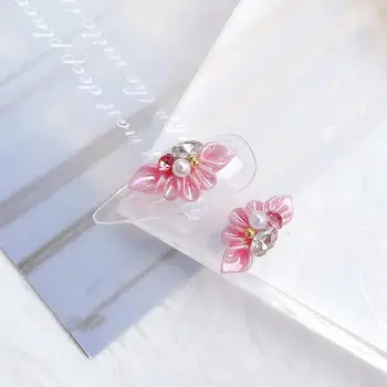 Reçine 10 Adet Büyük 3D Nail Art Takı Manikür Süs Göz alıcı 3D Tırnak Dekorları Çiçek Şekli Tırnak Salonu