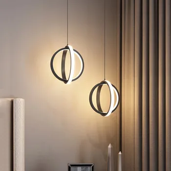 19 W yatak odası başucu LED kolye ışık yuvarlak halka restoran yemek odası kolye lambaları Bar fuaye süspansiyon asılı ışık