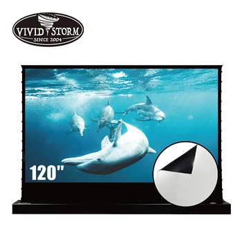 VİVİDSTORM 120 inç Elektrikli Katlanabilir Zemin Ekranı Beyaz Sinema Malzemesi Ev Sineması İçin 4k film ekranı