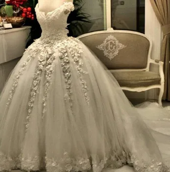 2023 Yeni Arapça Dubai düğün elbisesi Boncuklu gelin kıyafeti Çiçekler Dantel Aplike Lüks Custom Made Vestidos De Noiva