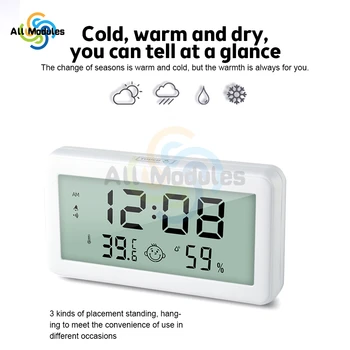 Yeni Gülen Yüz Elektronik Termometre Higrometre Aydınlık Ev Ofis Termometre Nem Ölçer Aydınlık Gülen Yüz Ekran