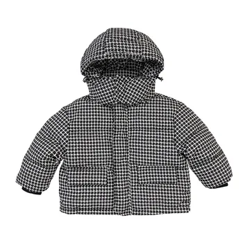 Yeni Stil Moda çocuk Aşağı Ceket Kış Giysileri Kalınlaşmış Sıcak Kapşonlu Çocuk Ekose Aşağı Ceket Dış Giyim