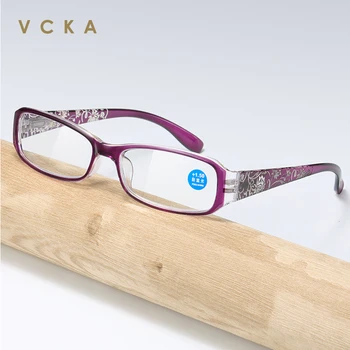 VCKA Anti Mavi ışık okuma gözlüğü Erkekler Kadınlar Moda Baskı Çiçek Gözlük Ultralight Göz Koruma Gözlükleri + 1.0 ila + 4.0