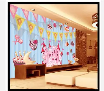 Özelleştirilmiş 3d duvar kağıdı 3d çocuk duvar kağıdı Rüya kale doğum günü pastası TV ayarı duvar çocuk odası