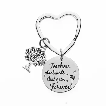 Öğretmen anahtarlık Öğretir bitki tohumları ile sonsuza kadar büyümek karahindiba ağacı kalp anahtarlık hediye öğretmen için