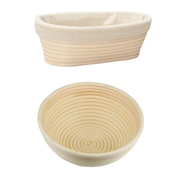 2 Takım Rattan Kamışı Ekmek Prova Astar Sepeti Dayanıklı DIY El Yapımı Ekmek Oval ve Yuvarlak