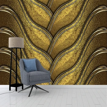 Avrupa Tarzı Altın Lüks Yumuşak Çizgi Duvar Resimleri Duvar Kağıdı Oturma Odası Kanepe Arka Plan Dekor duvar bezi Su Geçirmez Papel De Pared