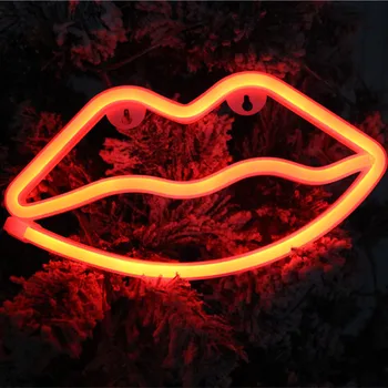 YIYANG Kırmızı Dudaklar Noel Ağacı Neon Gece Lambası şerit lamba Pil USB duvar asılı ışık Ev yatak odası dekoru Led Neon Burcu