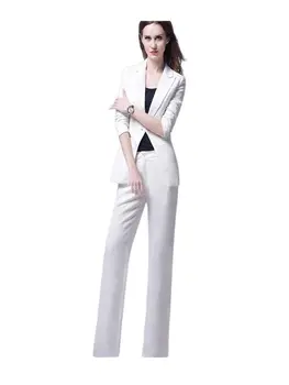 Beyaz Trend Iş Resmi Zarif Kadın Takım Elbise Seti Blazers Ve Pantolon Ofis Takım Elbise Bayanlar Pantolon Takım Elbise Pantolon Takım Elbise