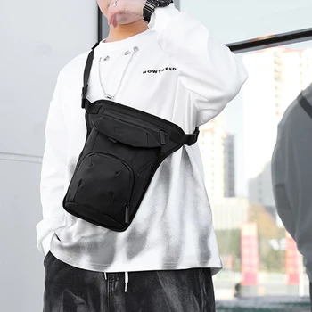 YoReAı Yeni erkek Moda Siyah bacak çantası Su Geçirmez Yumuşak Deri Oxford postacı çantası Çok Fonksiyonlu Moda Sürme Bel Çantası