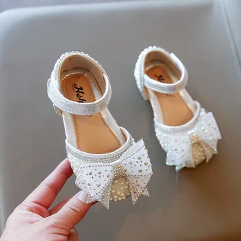 Küçük Kızlar Prenses Parti Sandalet Yaz Çocuklar Sequins Bow Sandalet Toddler Bebek Yumuşak Alt Düğün Ayakkabı G574