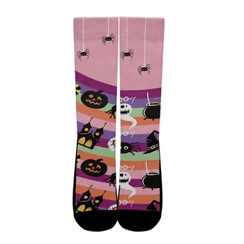 1 Pairs Polyester Unisex Çorap Cadılar Bayramı Giyim Smlie Kabak Noktası Baskı Özel Kadın Cadılar Bayramı Ekip Çorap Yenilik Komik
