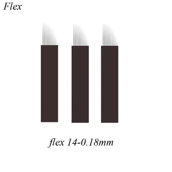 LAMİNA FLEX CHANFRADA MİKRO 0,18 MM Flex 14 Nano Microblading İğneler 14 Pins Manuel Çizgi Kaş Dövme İğneler Dövme Bıçak