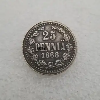 16mm 1868 Finlandiya 25 Pennia Sikke Kopya Çoğaltma Tür hatıra paraları Metal Koleksiyon Ev Dekor El Sanatları Hediyelik Eşya Hediyeler